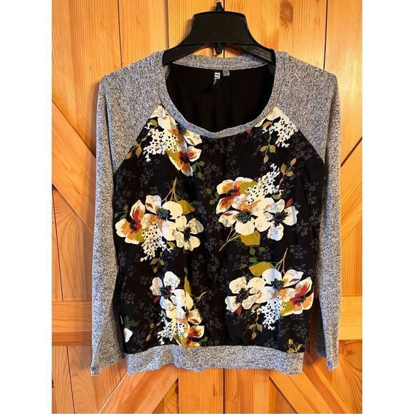 Kut From The Kloth Top Size Small Knit Black Floral Print (3008) - Picture 1 of 5